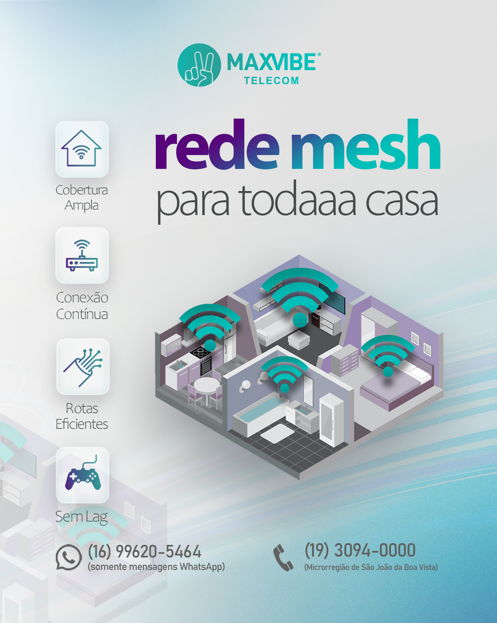 MaxVibe Telecom - Internet Ultra Rápida, TV ao Vivo, Streaming e Telefonia Fixa pra Todo o Brasil. Cidades de Santa Rosa de Viterbo, São Simão, Tambaú, Luiz Antônio, Cajuru, São João da Boa Vista e Águas da Prata